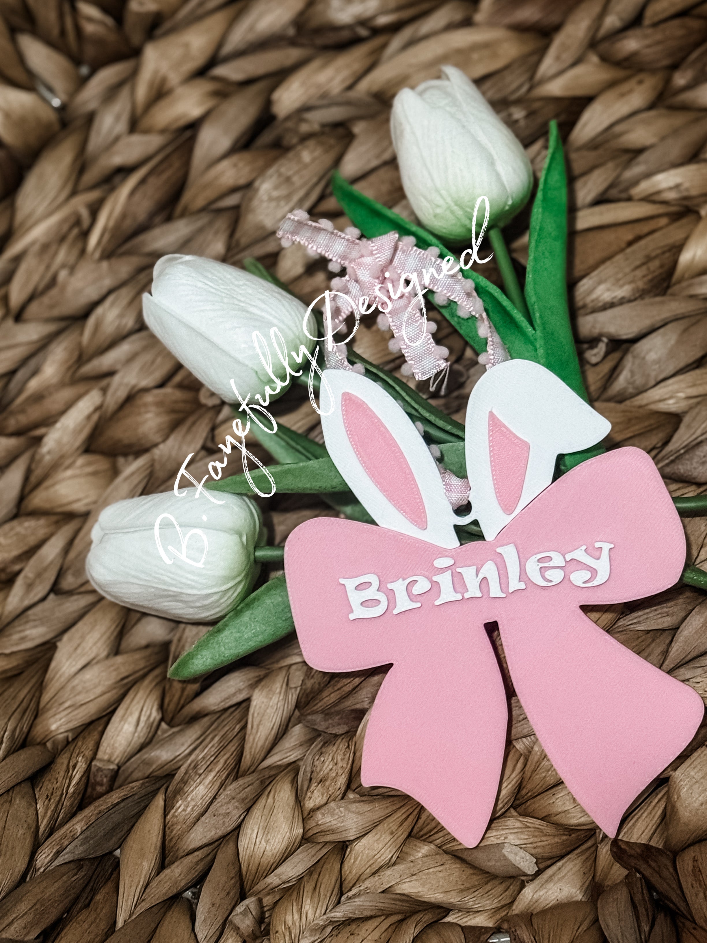 Easter bunny bow basket tag