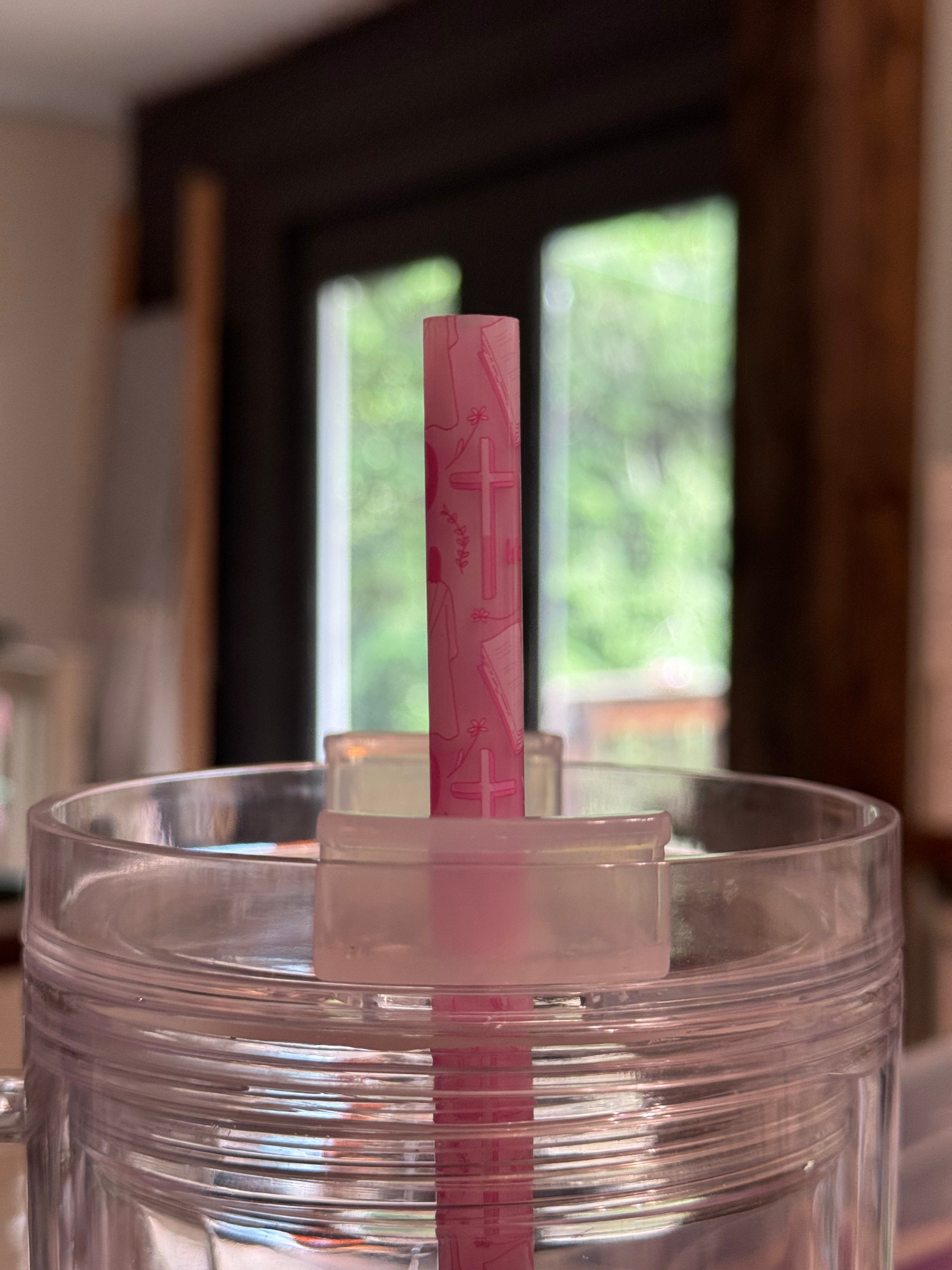 40oz Pink color change GOD straw