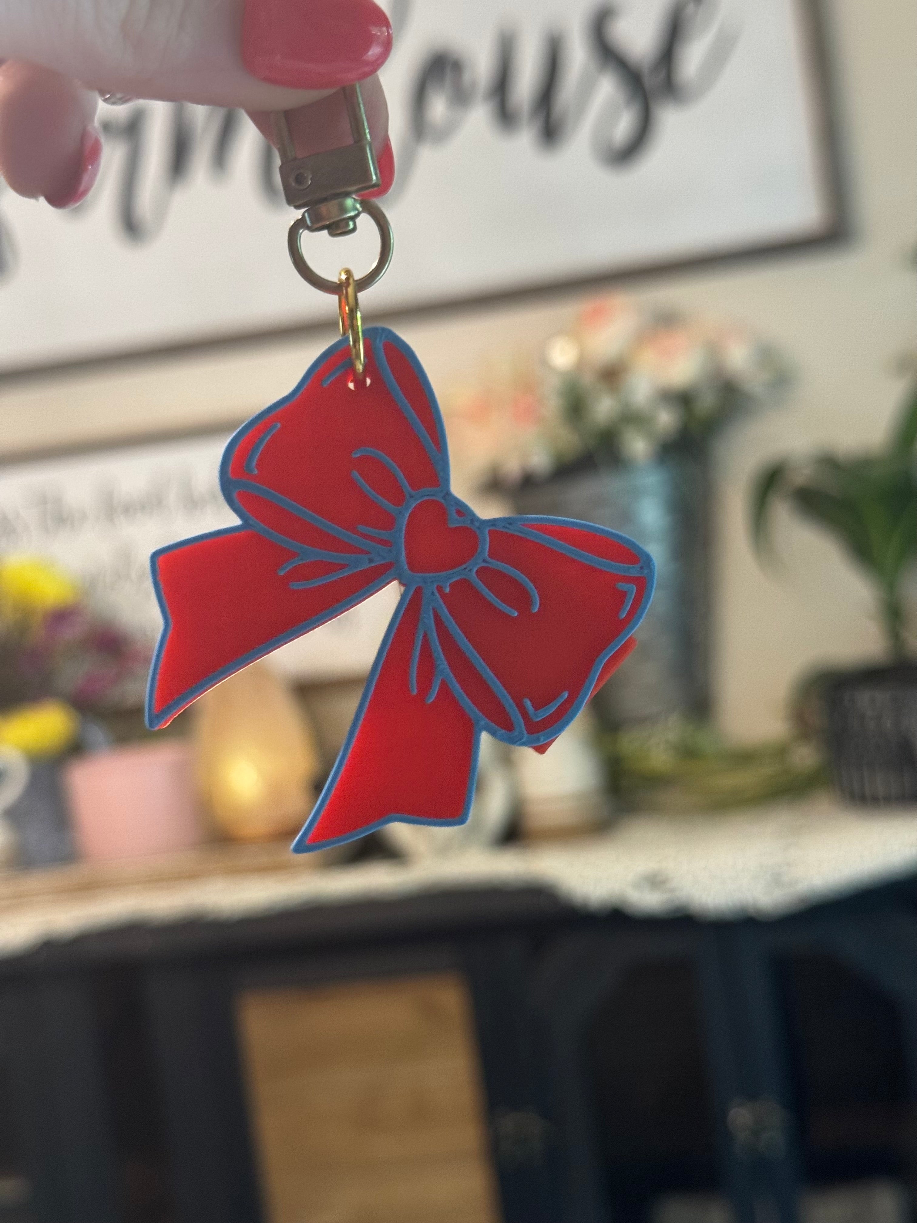 Preppy bow pop top opener Red/blue