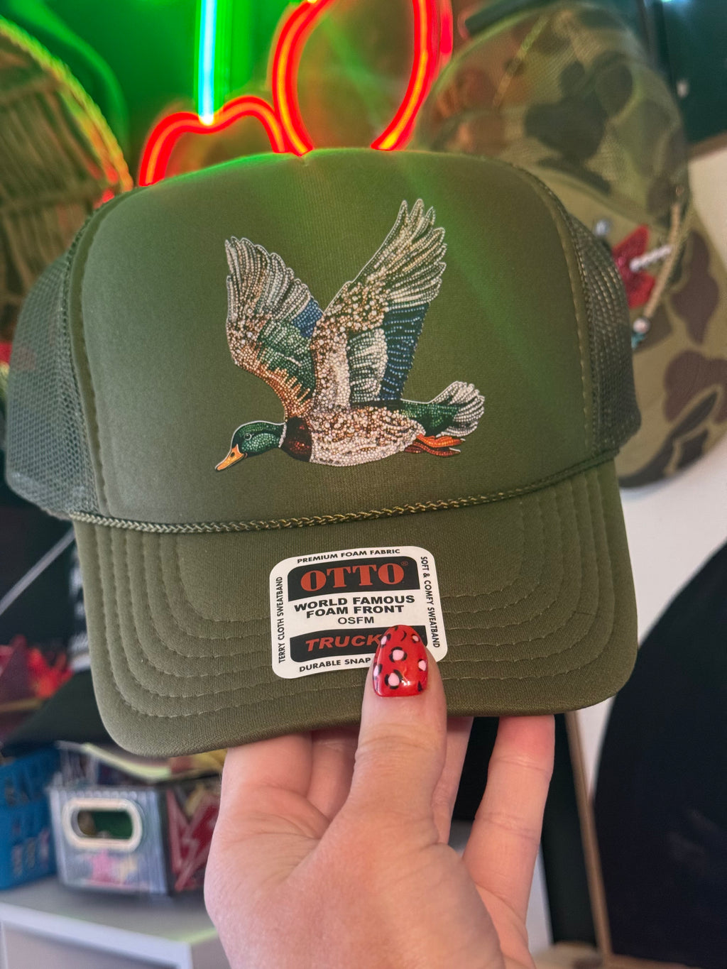 Fancy mallard “faux rhinestones”