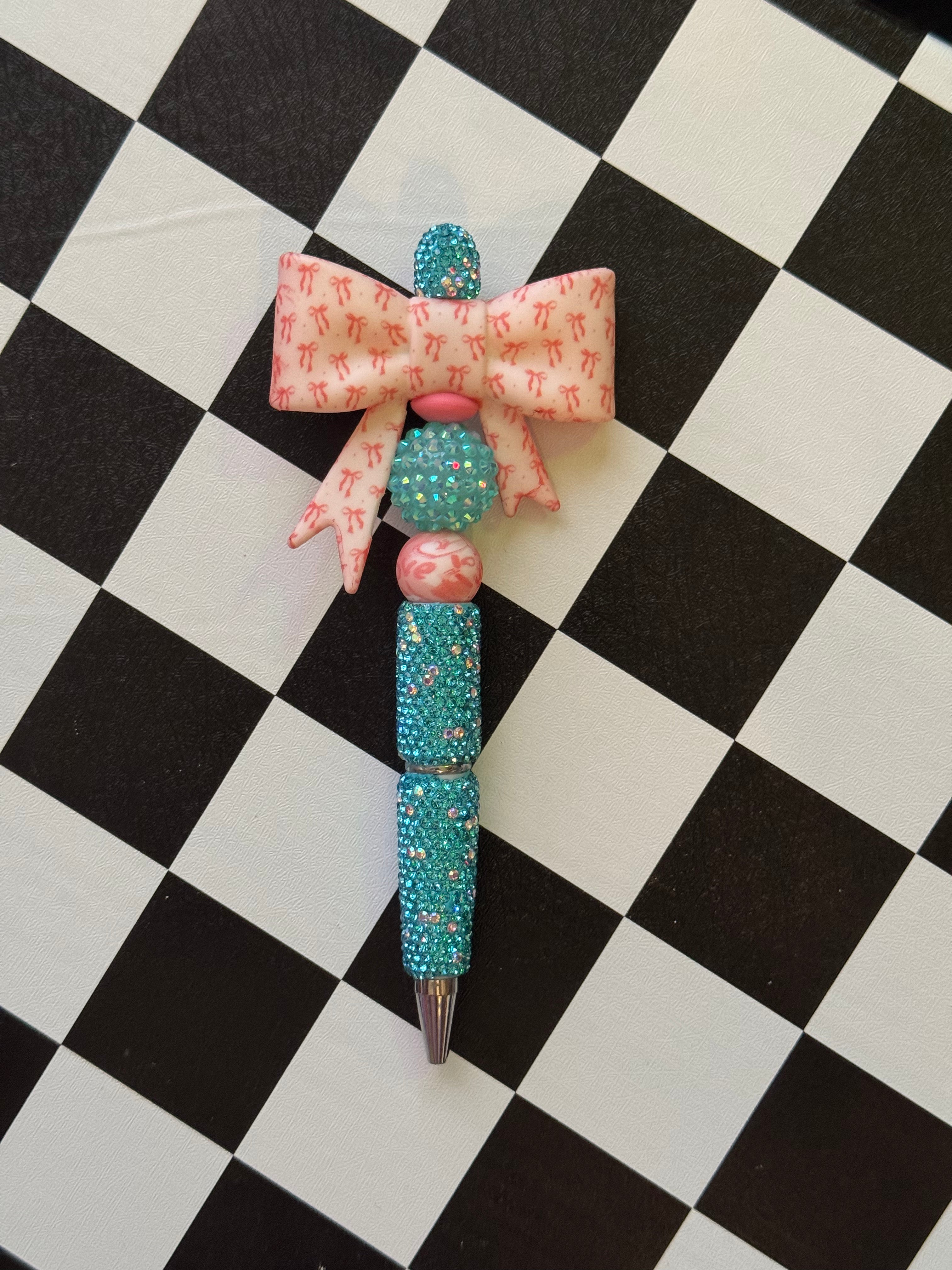 Bow boujee pen pink croquette on blue